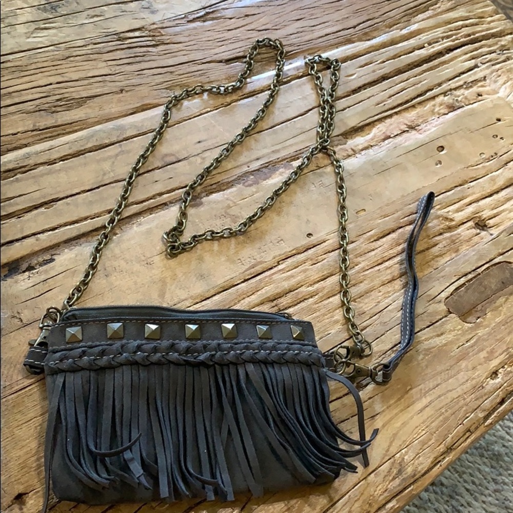 Navy Suede Fring Crossbody